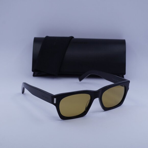 Saint Laurent SL402 010 Square Sunglasses - Black/Yellow - Picture 1 of 12
